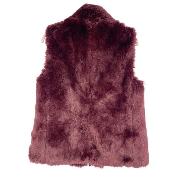 J.Crew Faux Fur Vest Burgundy Red Full Zip Size Small Fall Winter Style - Picture 5 of 6